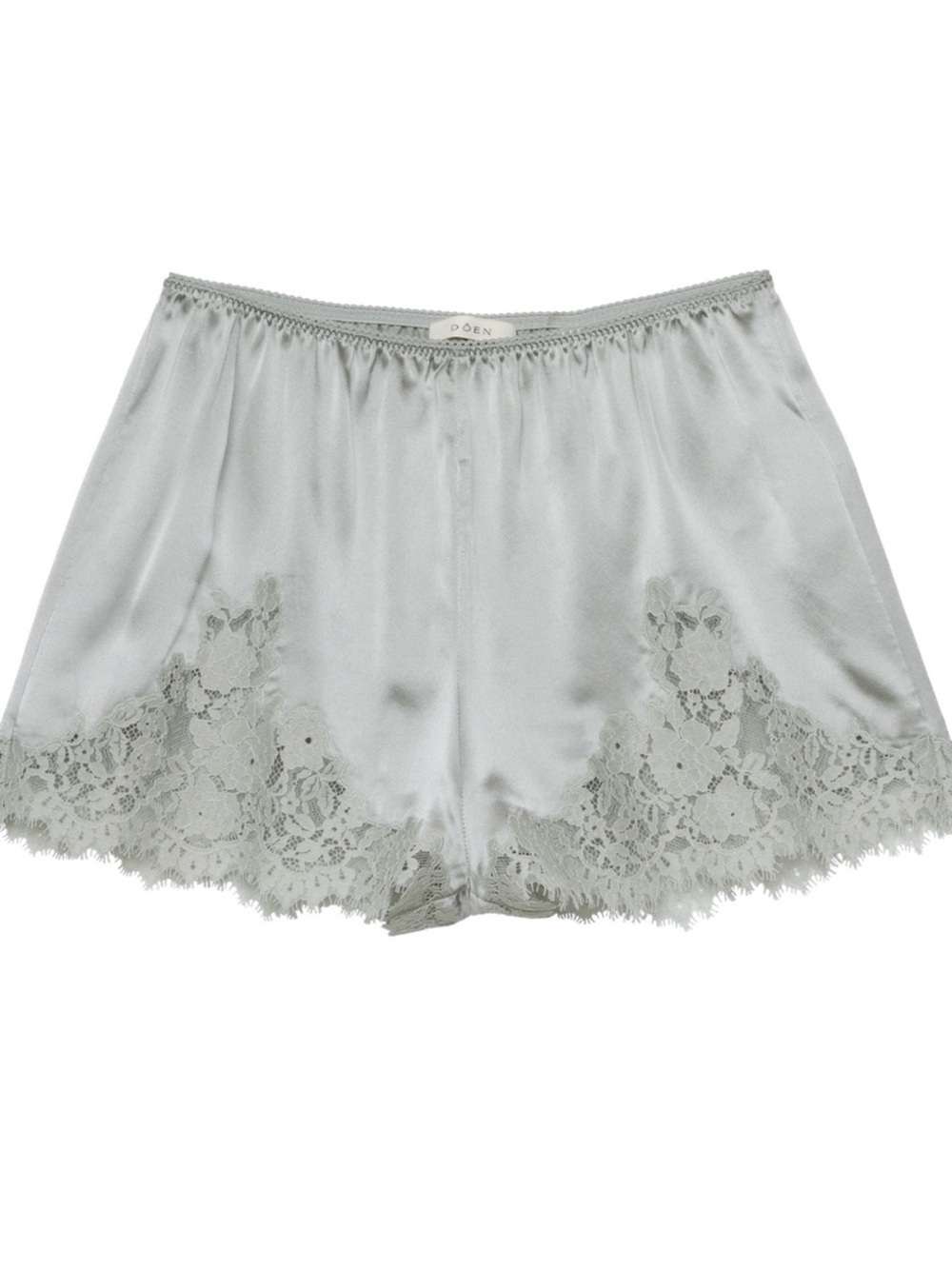 Doen Iona Silk Lace-Trim Shorts - Eucalyptus